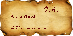 Vavra Ahmed névjegykártya